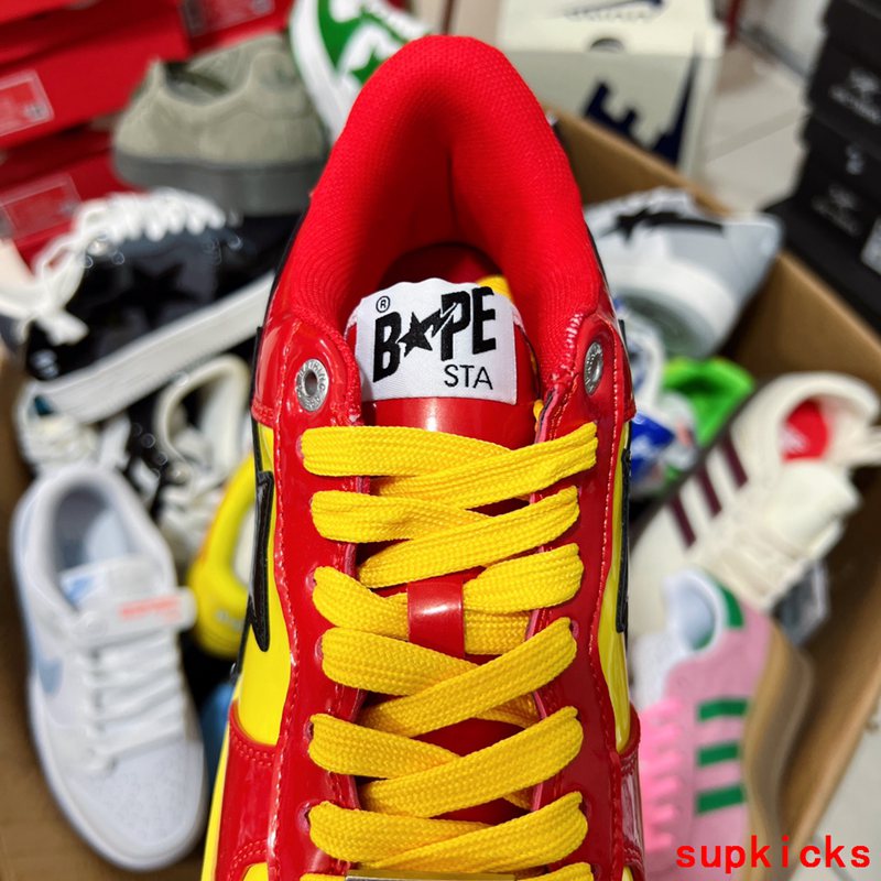 A Bathing Ape Bape Sta Marvel Comics Red Yellow Patent Leather