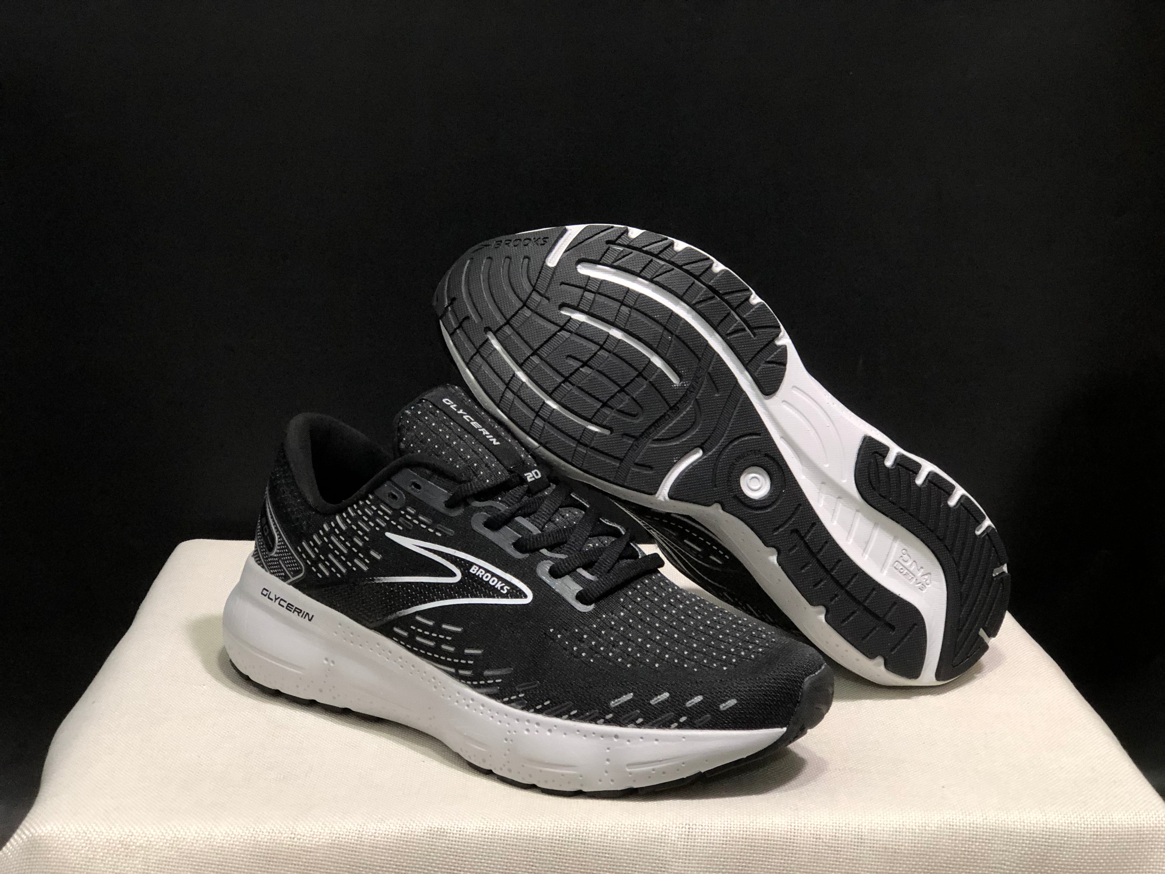 Brooks Glycerin GTS 20 Shock-absorbing Wear-resistant Running Shoes Black/White