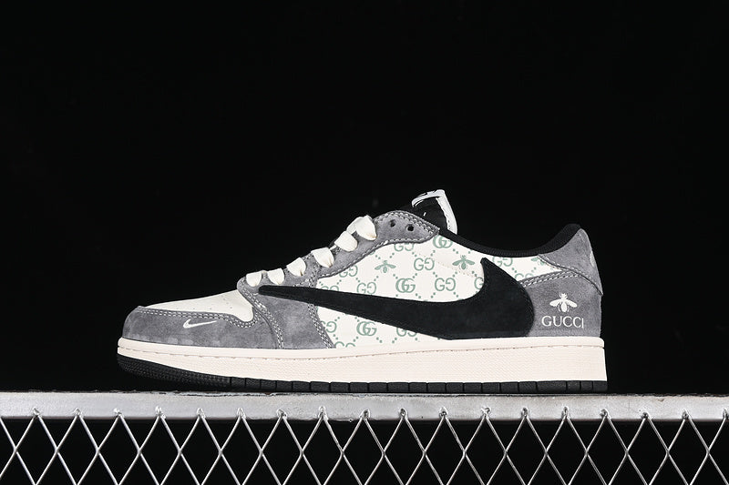 Travis Scott Fragment Design Nike Air Jordan 1 Low OG SP Black White Grey Sneakers