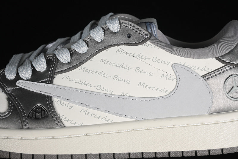 Travis Scott Fragment Design Nike Air Jordan 1 Low OG SP White Silver Grey Sneakers