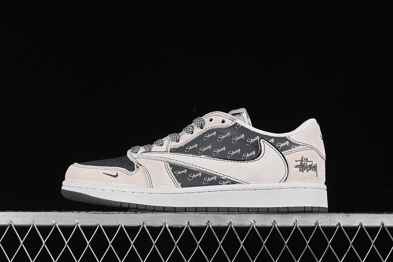 Travis Scott Fragment Design Nike Air Jordan 1 Low OG SP Charcoal Black Beige Sneakers