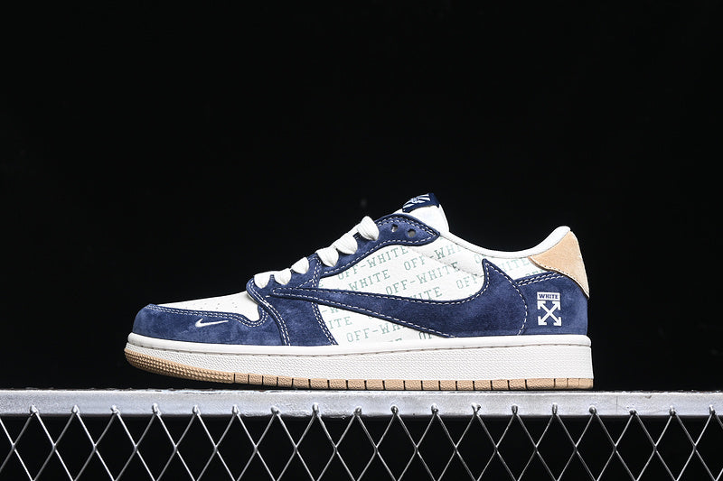 Travis Scott Fragment Design Nike Air Jordan 1 Low OG SP Navy White Sneakers