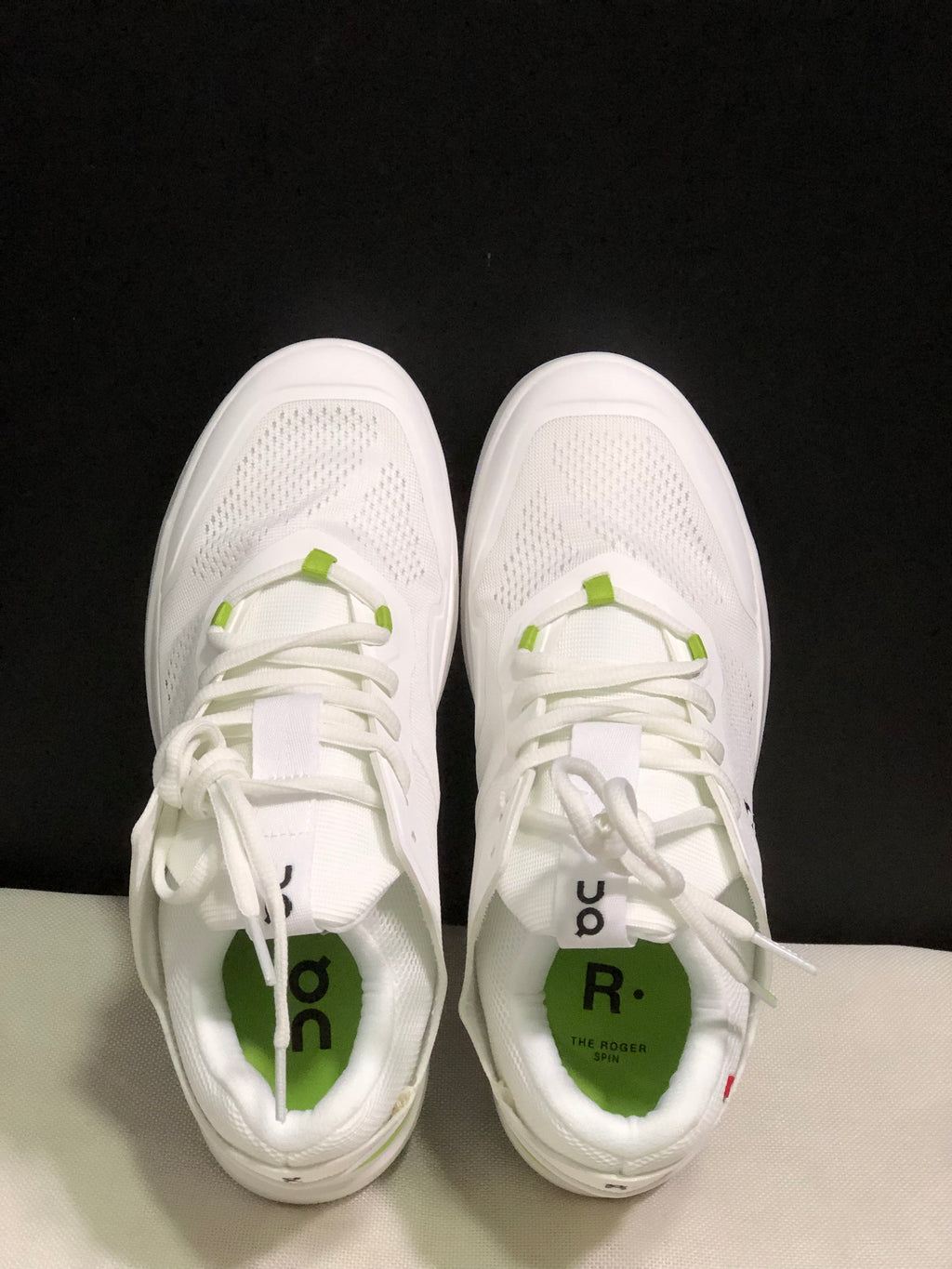 On Running The Roger Spin Breathable Mesh Sneakers White/Lemon Green