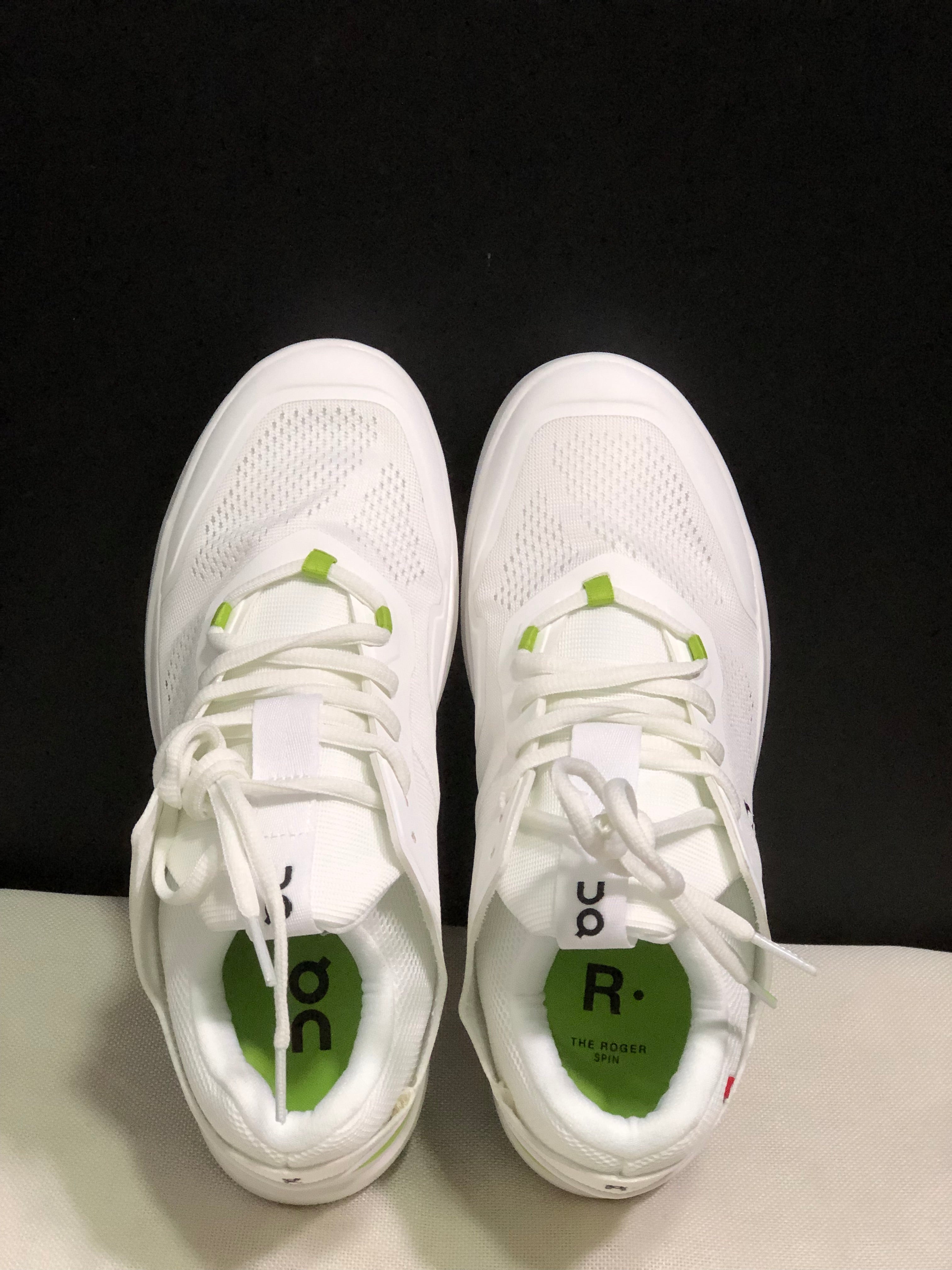On Running The Roger Spin Breathable Mesh Sneakers White/Lemon Green