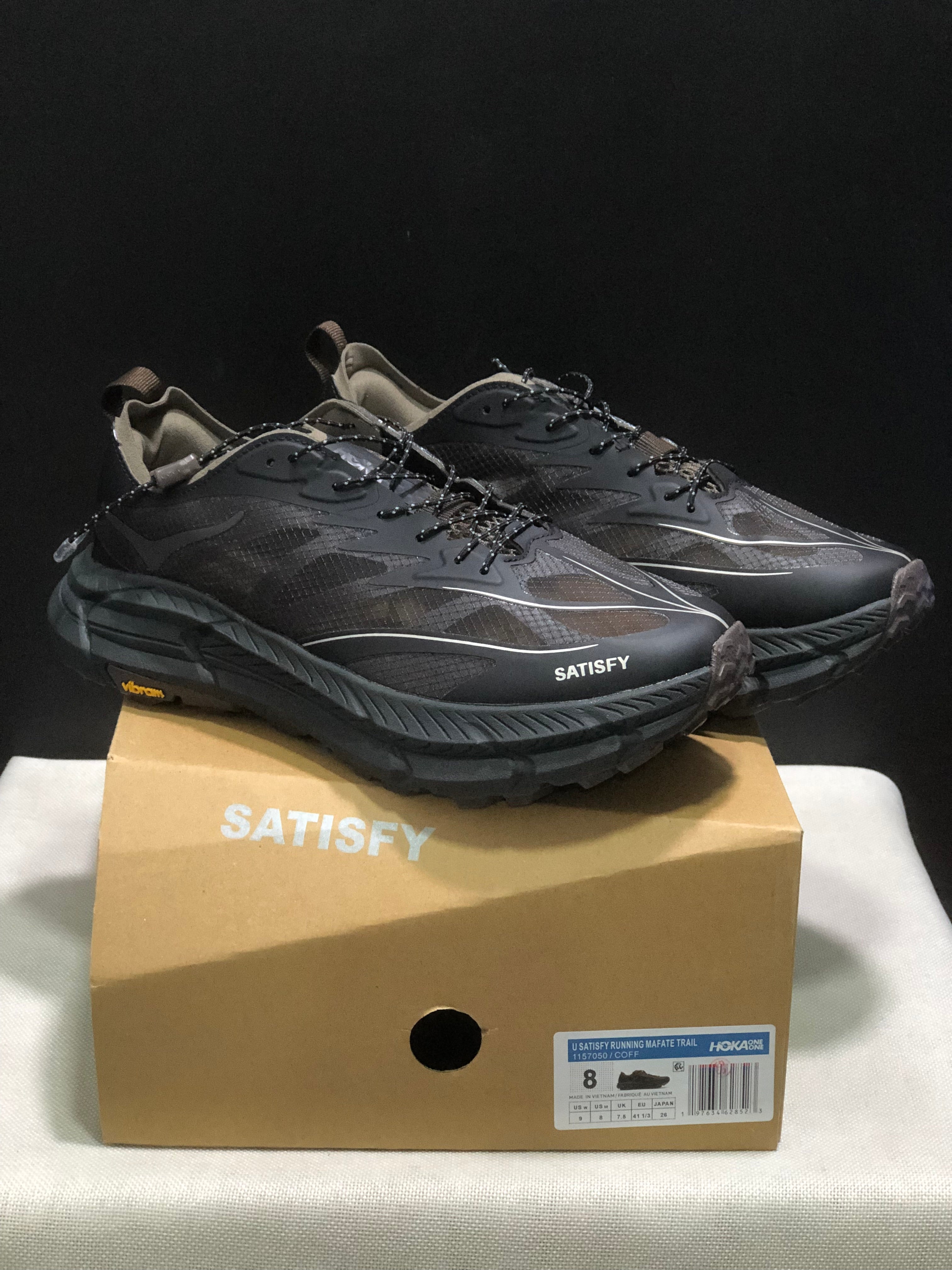 Hoka One One Satisfy x Mafate Speed 4 Breathable Fashion Running Shoes Sneakers Black