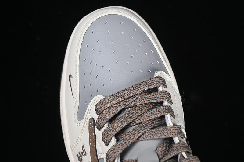 Travis Scott Fragment Design Nike Air Jordan 1 Low Bape OG SP White Grey Brown Sneakers