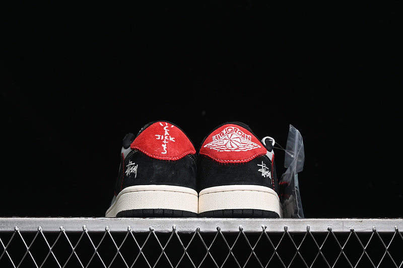 Travis Scott Fragment Design Nike Air Jordan 1 Low OG SP Red White Black Sneakers