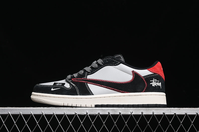 Travis Scott Fragment Design Nike Air Jordan 1 Low OG SP Red White Black Sneakers