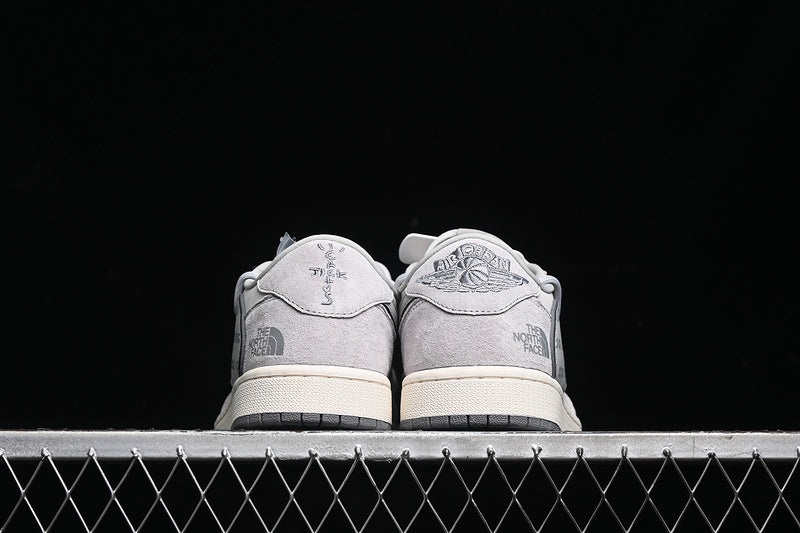 Travis Scott Fragment Design Nike Air Jordan 1 Low The North Face OG SP Grey Sole Grey White Sneakers