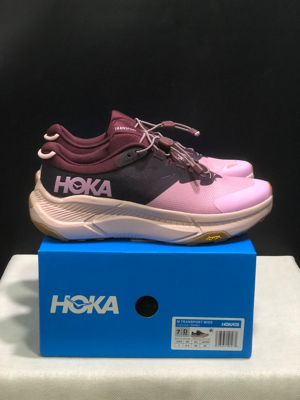 Hoka One One Transport Drawstring Low-top Running Shoes Sneakers Pink