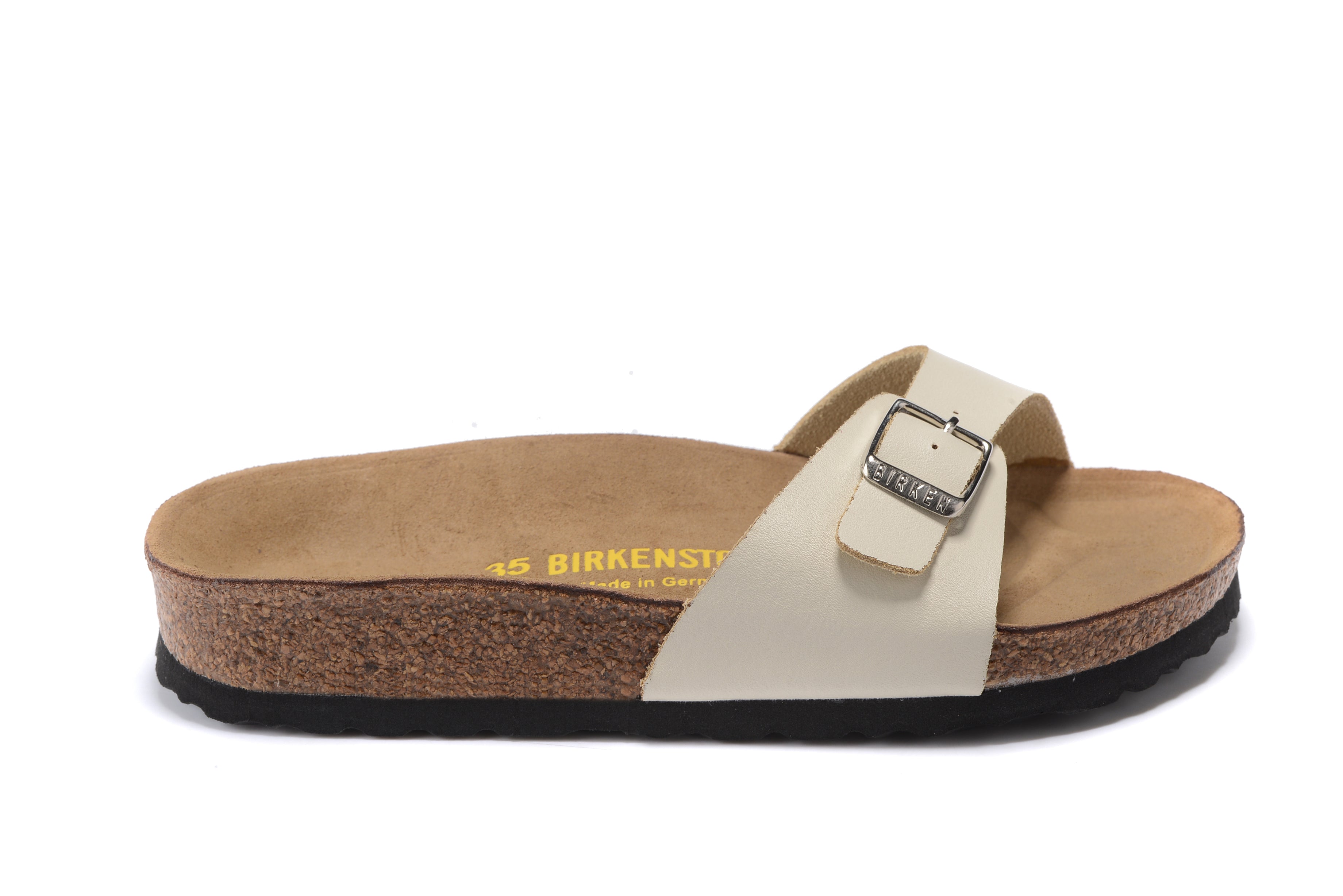 Birkenstock Madrid Cream Single Strap Slide Leather Sandals