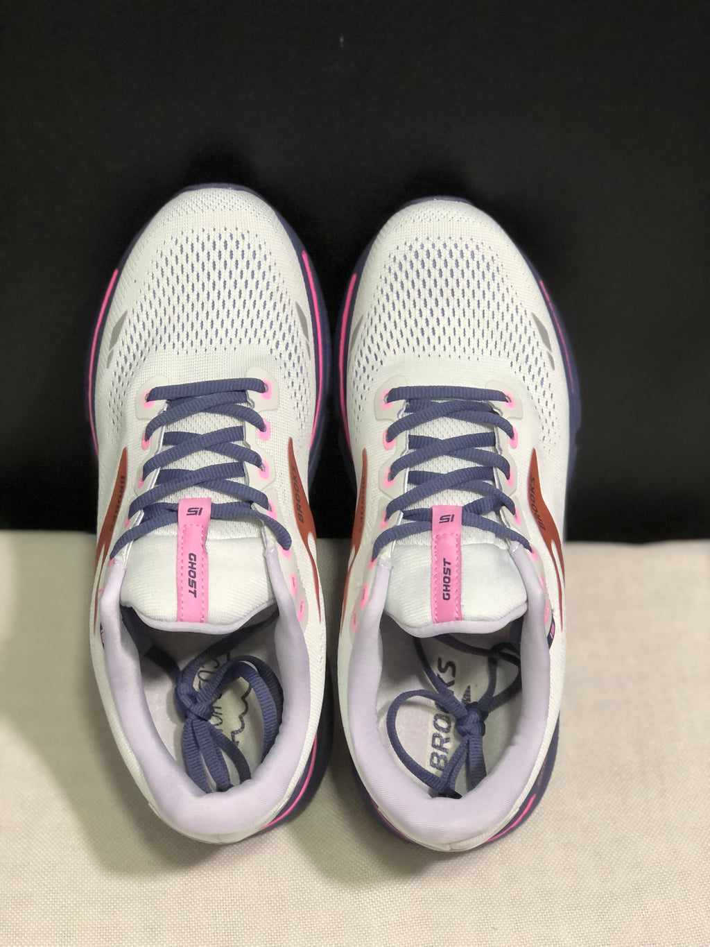 Brooks Ghost 15 Shock-absorbing Wear-resistant Low-top Running Shoes White/Light Purple