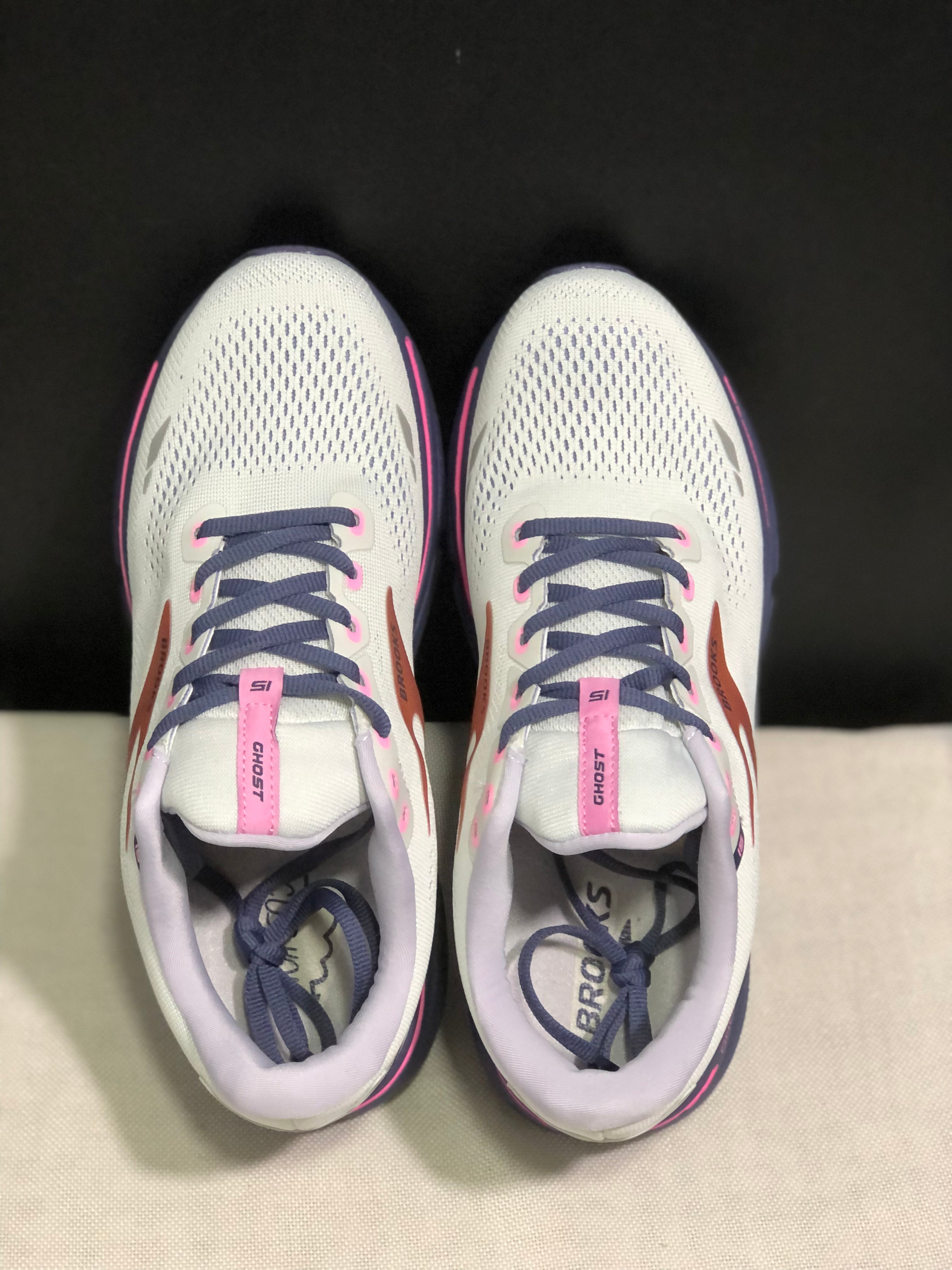 Brooks Ghost 15 Shock-absorbing Wear-resistant Low-top Running Shoes White/Light Purple