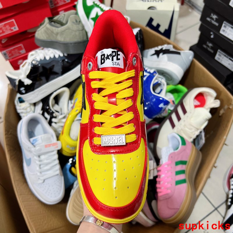 A Bathing Ape Bape Sta Marvel Comics Red Yellow Patent Leather