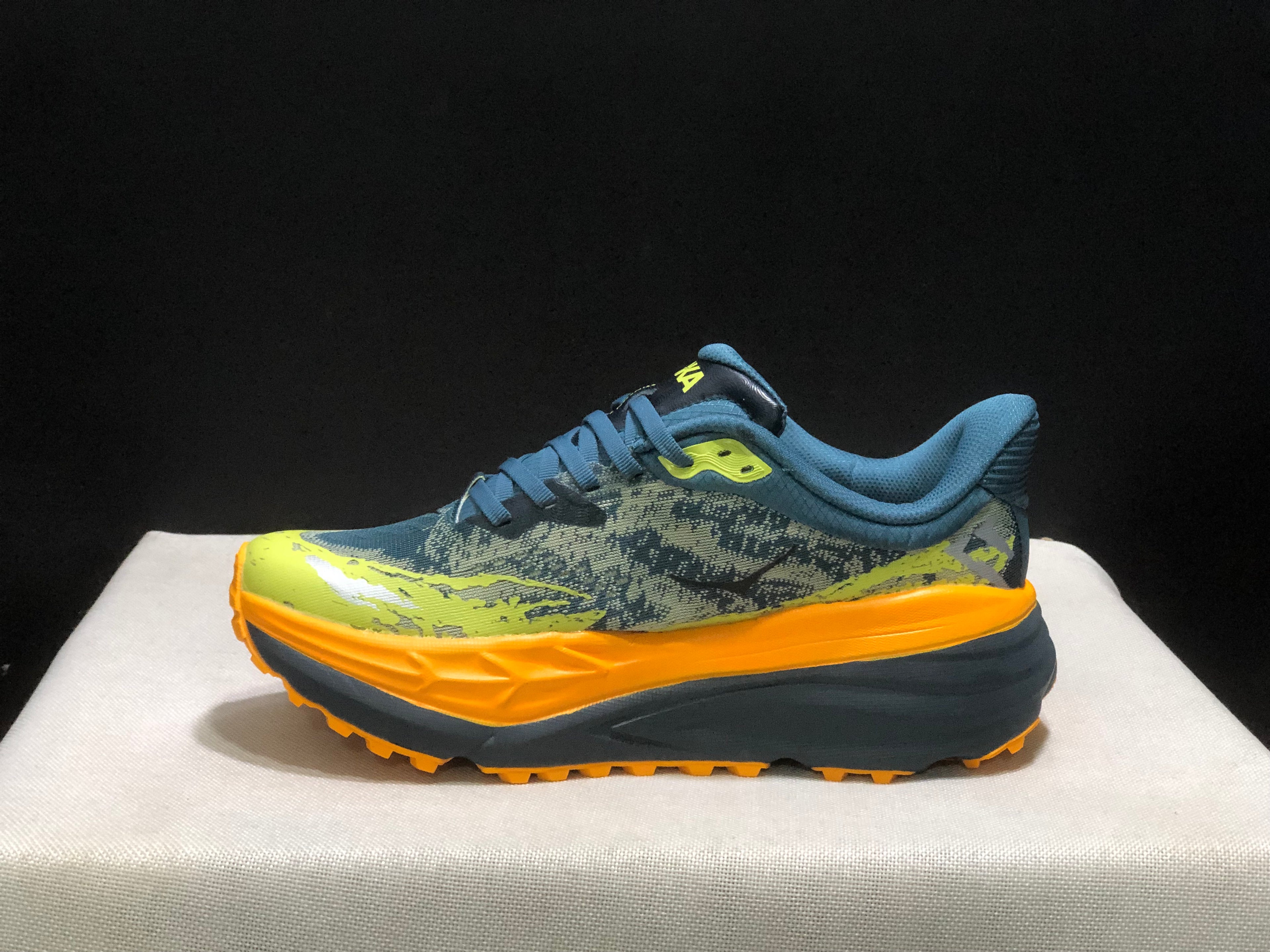 Hoka One One Stinson 7 Comfortable Anti-slip Running Shoes Turquoise/Camouflage/Orange