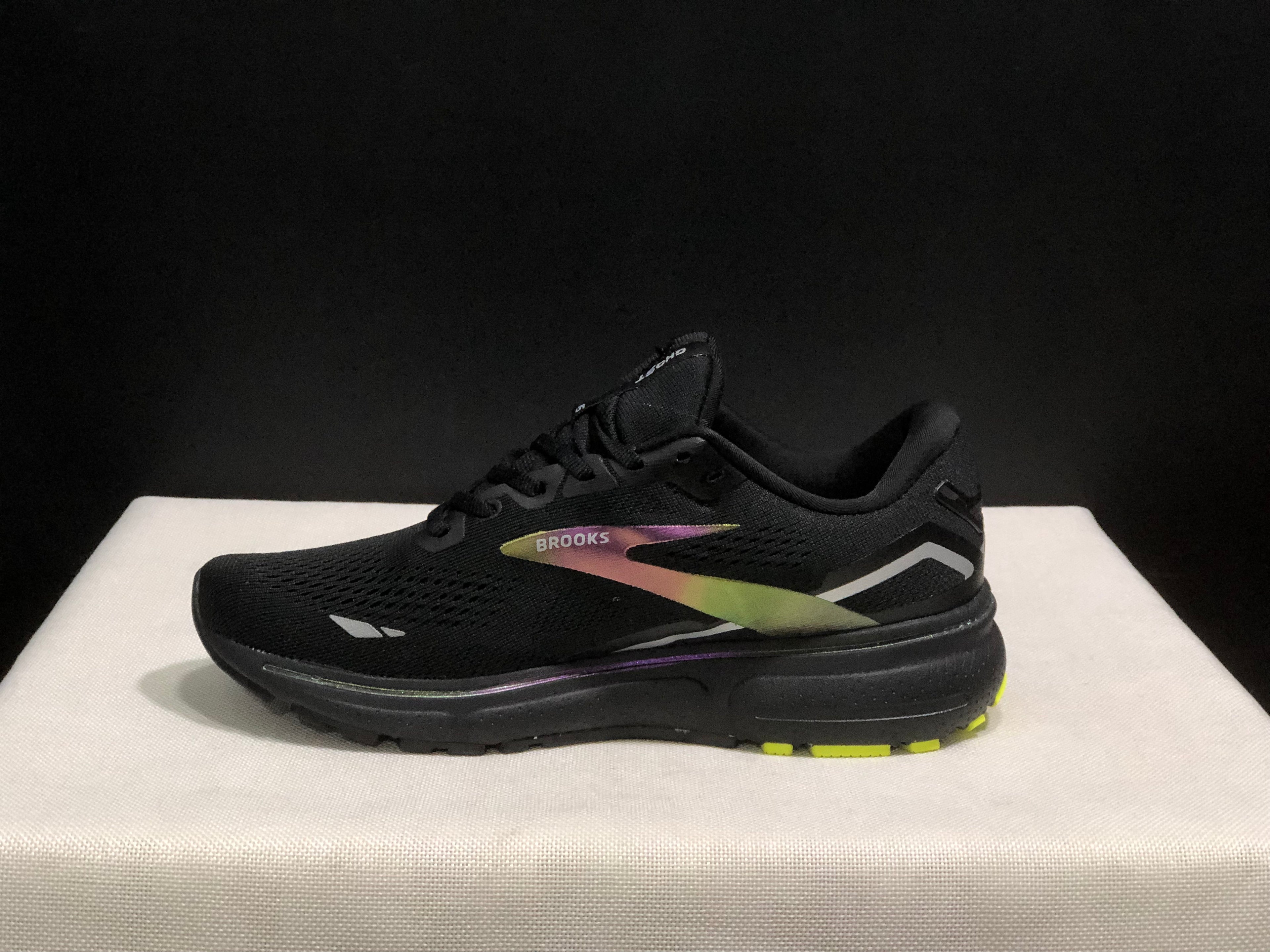 Brooks Ghost 15 Shock-absorbing Wear-resistant Low-top Running Shoes Black Lime Green