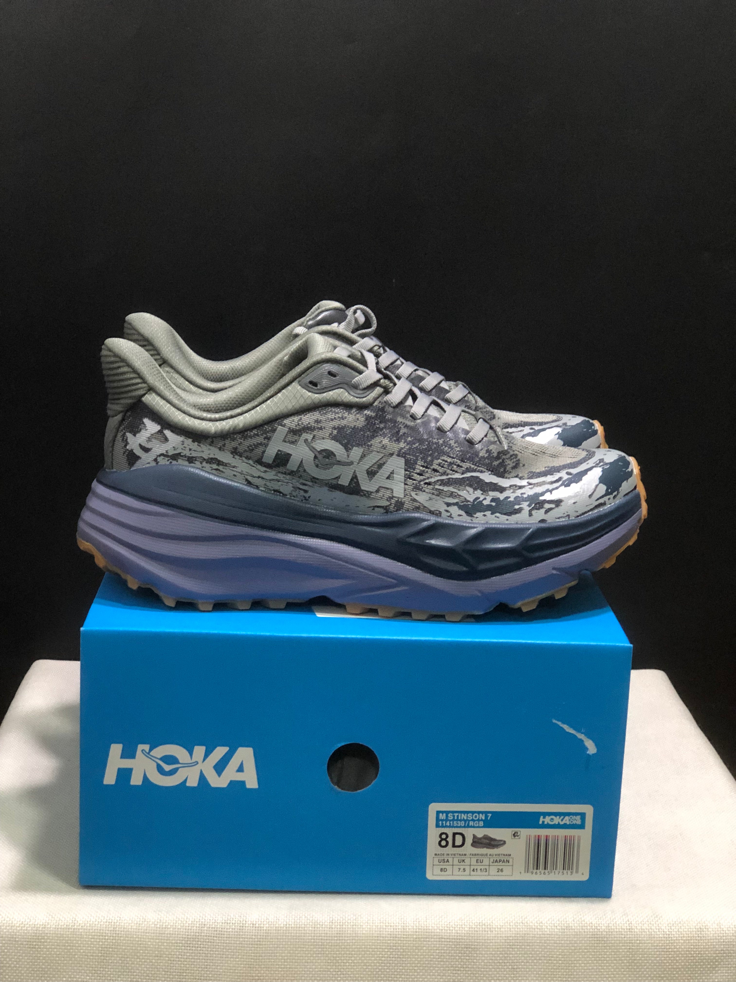 Hoka One One Stinson 7 Comfortable Anti-slip Outdoor Running Shoes Sneakers Gray