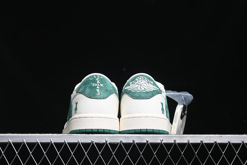 Travis Scott Fragment Design Nike Air Jordan 1 Low OG SP Green White Casual Sneakers