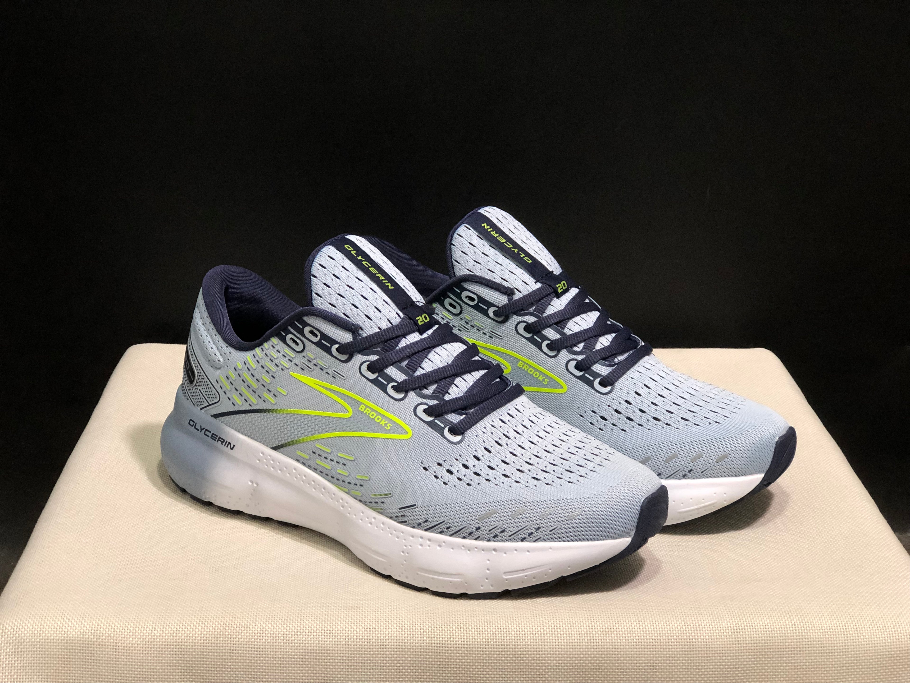 Brooks Glycerin GTS 20 Shock-absorbing Wear-resistant Running Shoes Grey/Fluorescent Green