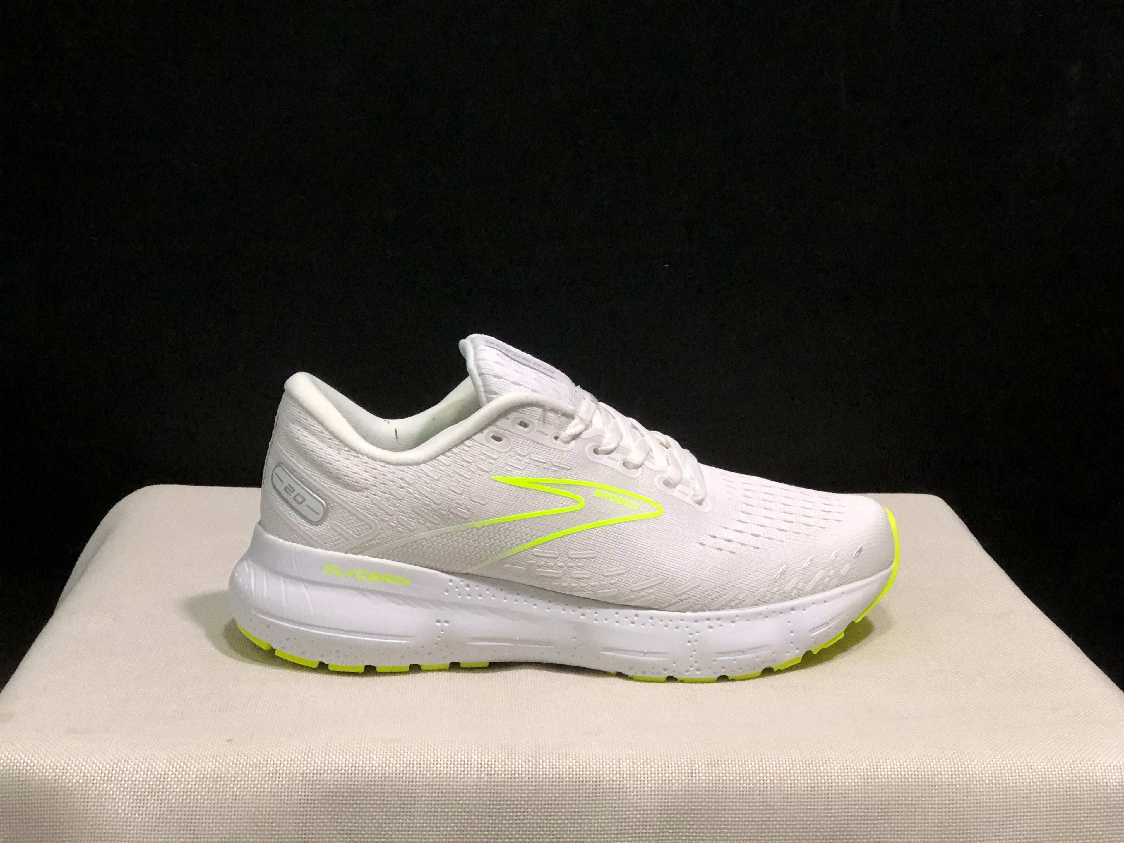 Brooks Glycerin GTS 20 Shock-absorbing Wear-resistant Running Shoes White/Fluorescent Green