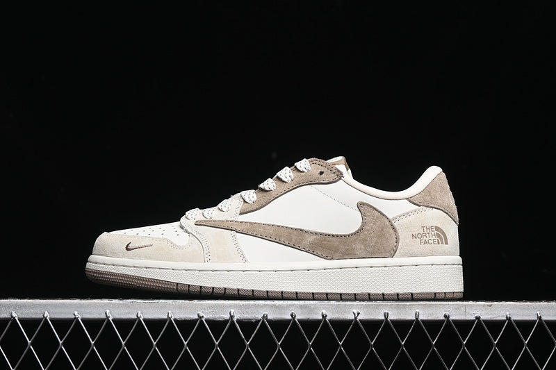 Travis Scott Fragment Design Nike Air Jordan 1 Low OG SP Light Brown Sole White Sneakers