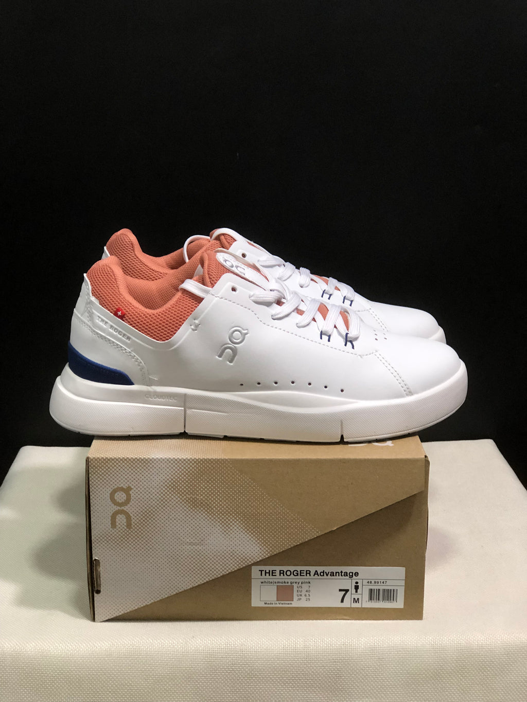 On Running The Roger Spin Board Shoes White/Smoke Grey Pink