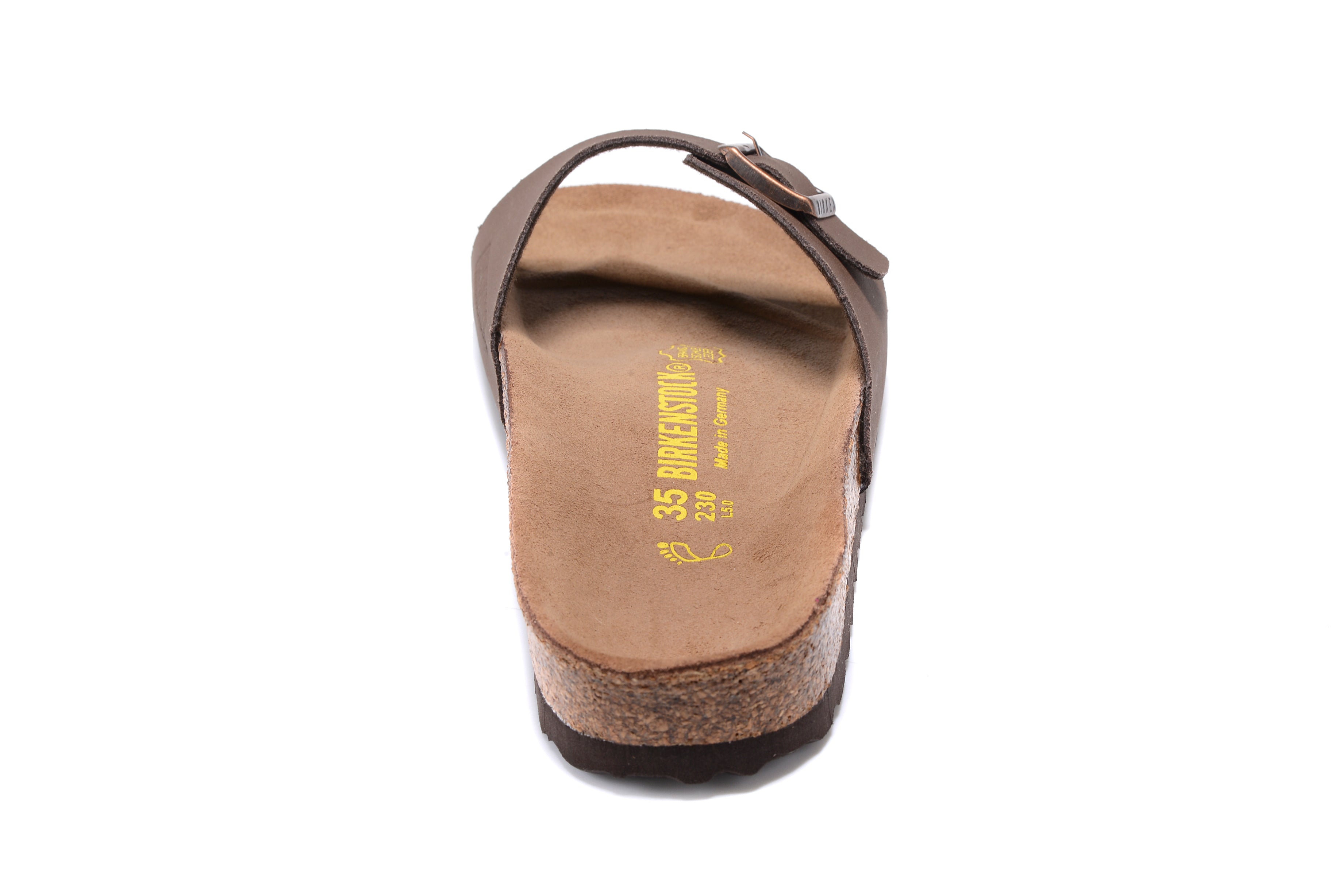 Birkenstock Madrid Brown Single Strap Slide Nubuck Leather Sandals
