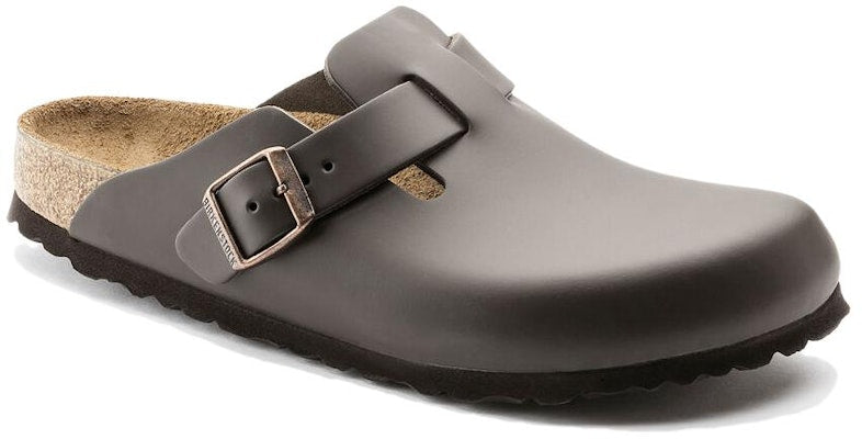 Birkenstock Boston Leather 0060101 Dark Brown Covered-Toe Slippers