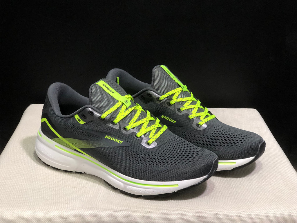 Brooks Ghost 15 Shock-absorbing Wear-resistant Low-top Running Shoes Carbon Soot/FluoreScent Green