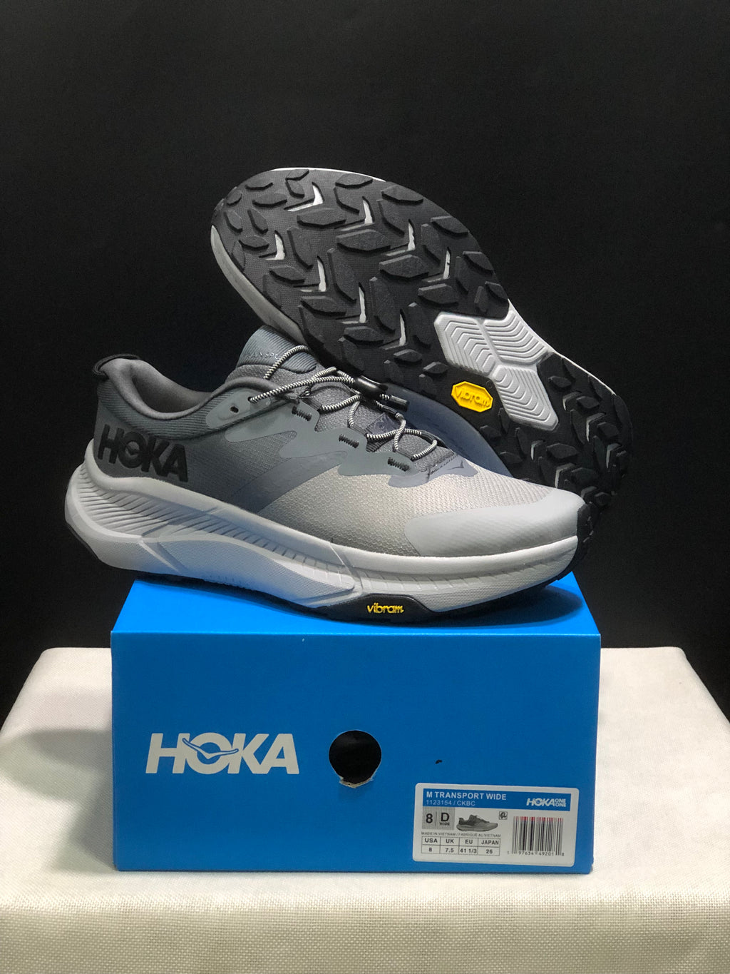 Hoka One One Transport Drawstring Low-top Running Shoes Sneakers Gray