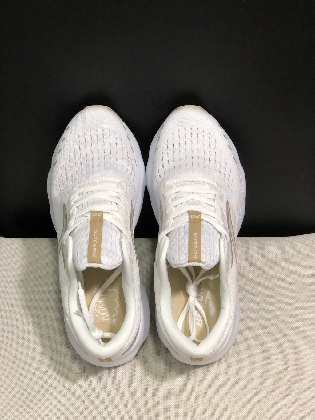 Brooks Glycerin GTS 20 Shock-absorbing Wear-resistant Running Shoes White