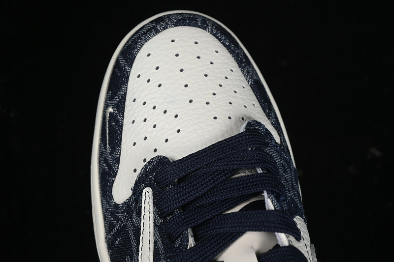 Travis Scott Fragment Design Nike Air Jordan 1 Low Dior OG SP Denim Dark Blue White Sneakers