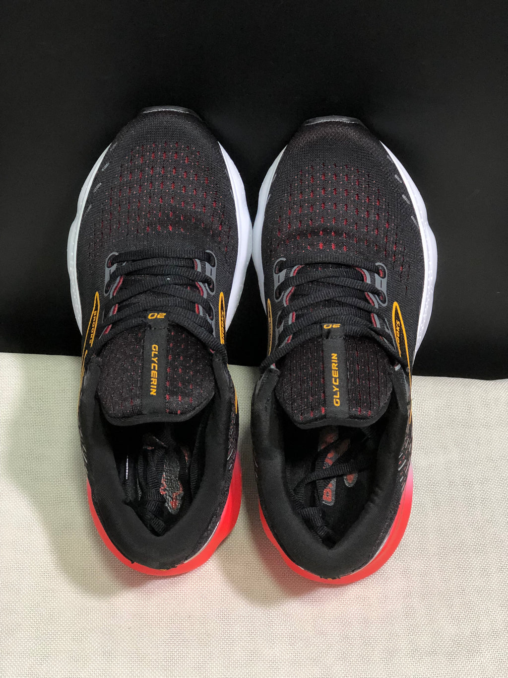 Brooks Glycerin GTS 20 Shock-absorbing Wear-resistant Running Shoes Black/Red/Orange