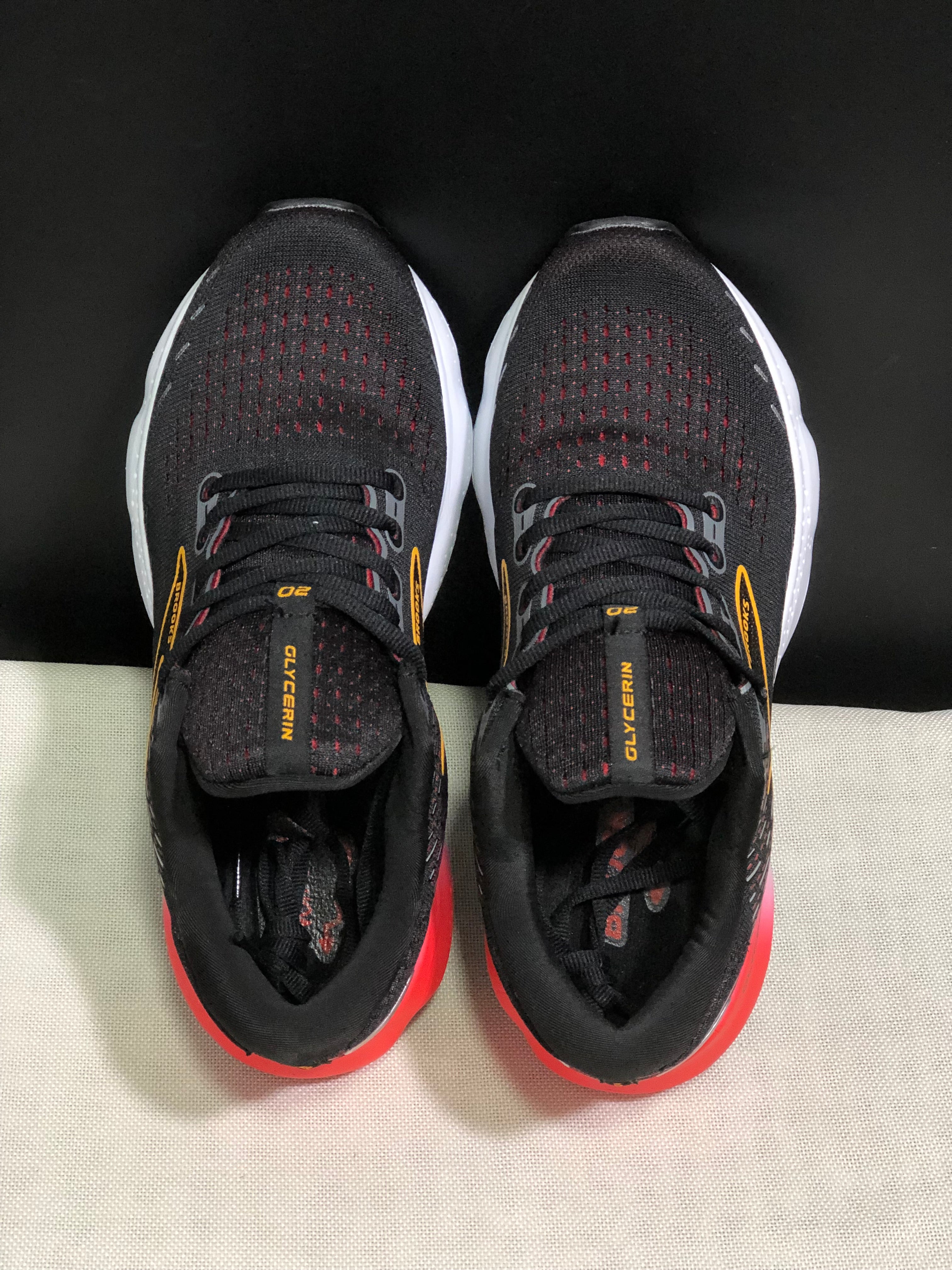 Brooks Glycerin GTS 20 Shock-absorbing Wear-resistant Running Shoes Black/Red/Orange