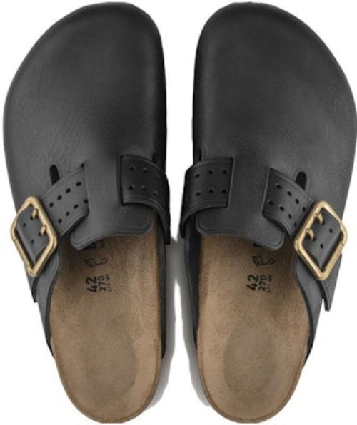 Birkenstock Boston Bold Leather 1022626 Narrow Fit Black Sandals