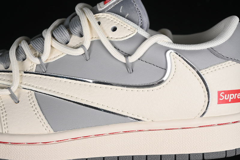 Travis Scott Fragment Design Nike Air Jordan 1 Low Supreme OG SP White Grey Sneakers