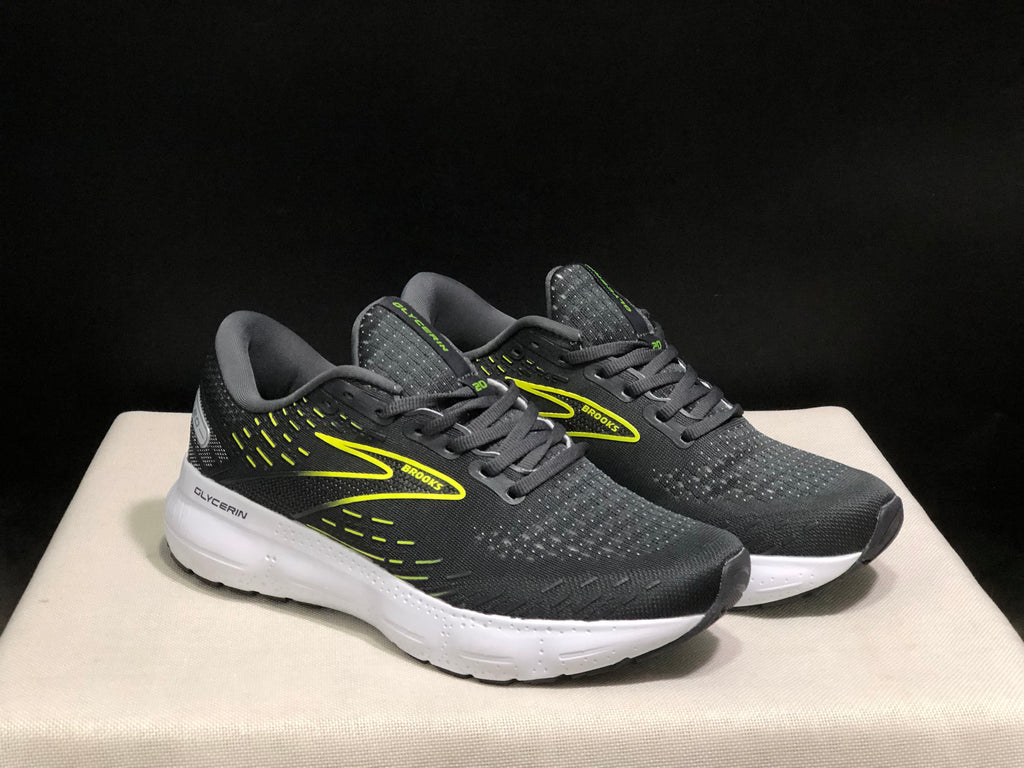 Brooks Glycerin GTS 20 Shock-absorbing Wear-resistant Running Shoes Black/Fluorescent Green