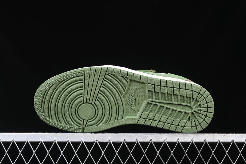 Travis Scott Fragment Design Nike Air Jordan 1 Low OG SP White Green Brown Sneakers