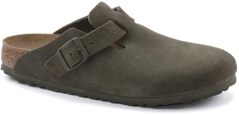 Birkenstock Boston Olive Green Suede Leather 1024714 Fashion Slippers