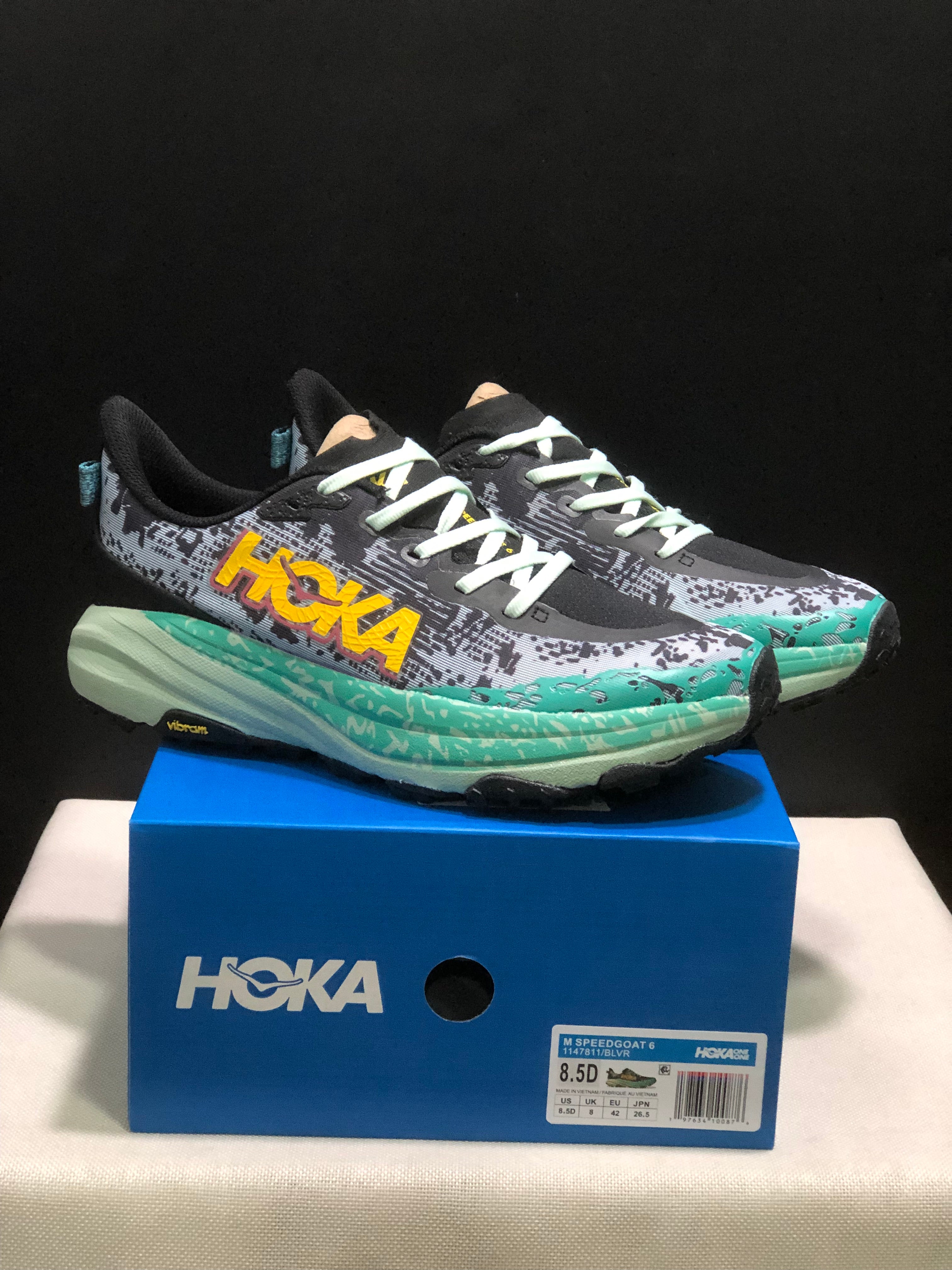 Hoka One One Speedgoat 6 Trail Running Shoes Sneakers Gray/Teal