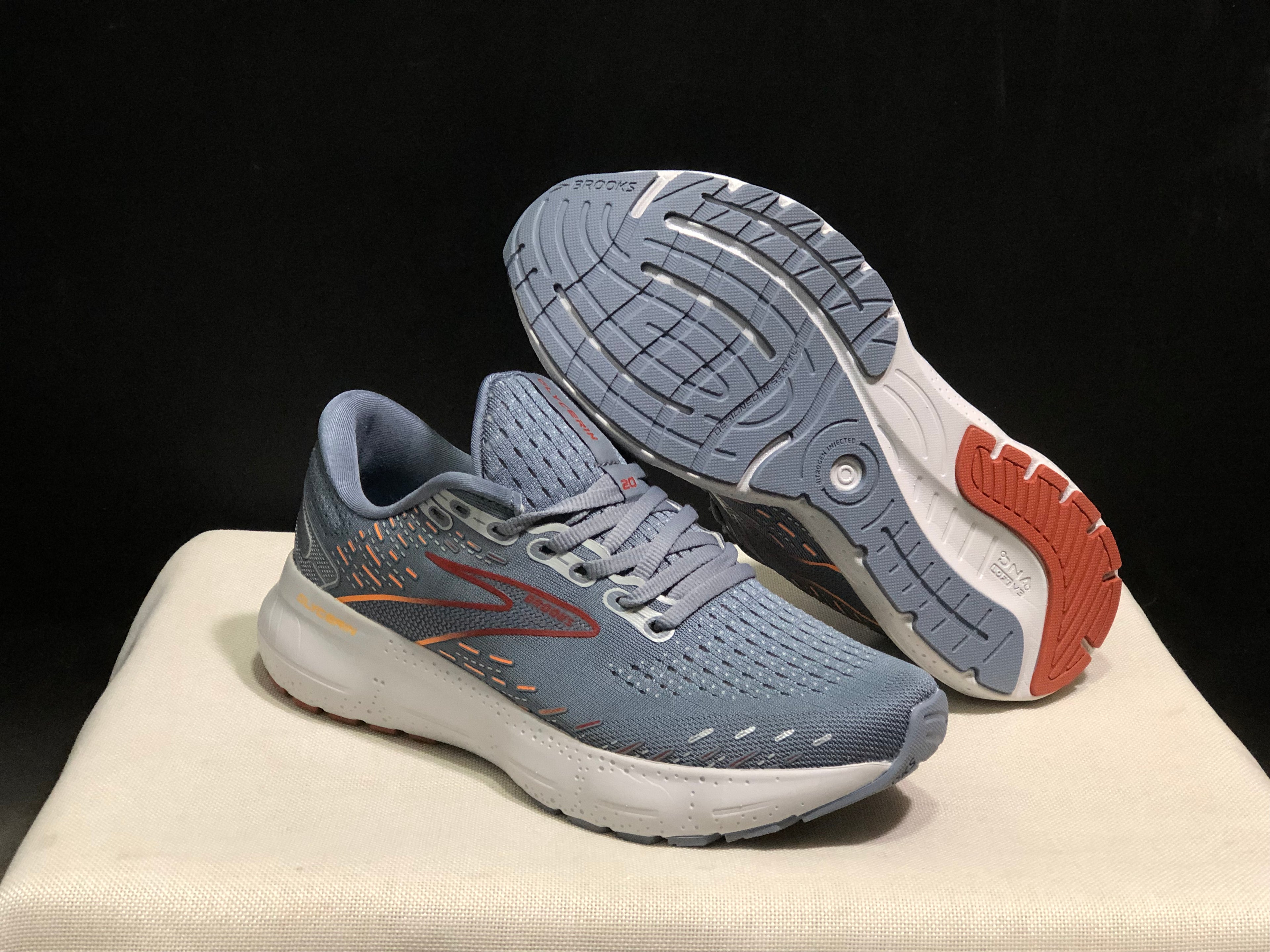 Brooks Glycerin GTS 20 Shock-absorbing Wear-resistant Running Shoes Blue Grey