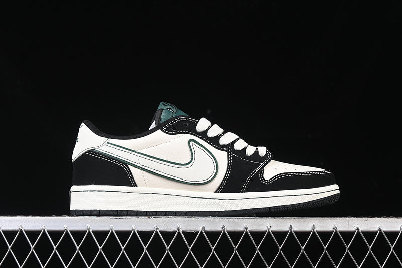 Travis Scott Fragment Design Nike Air Jordan 1 Low OG SP Black White Green Sneakers