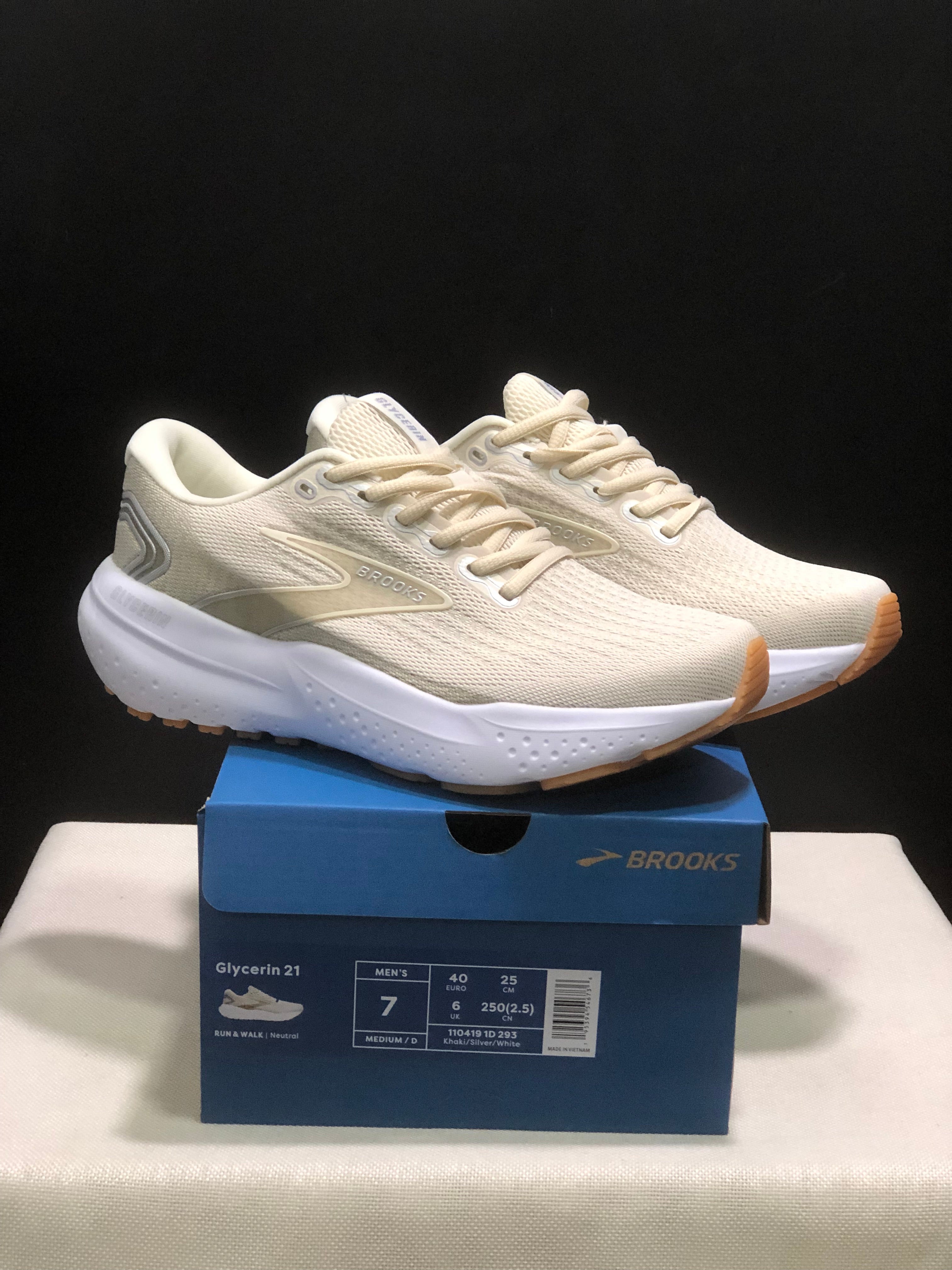 Brooks Glycerin 21 Men's Low-top Casual Running Shoes Khaki/Silver/White