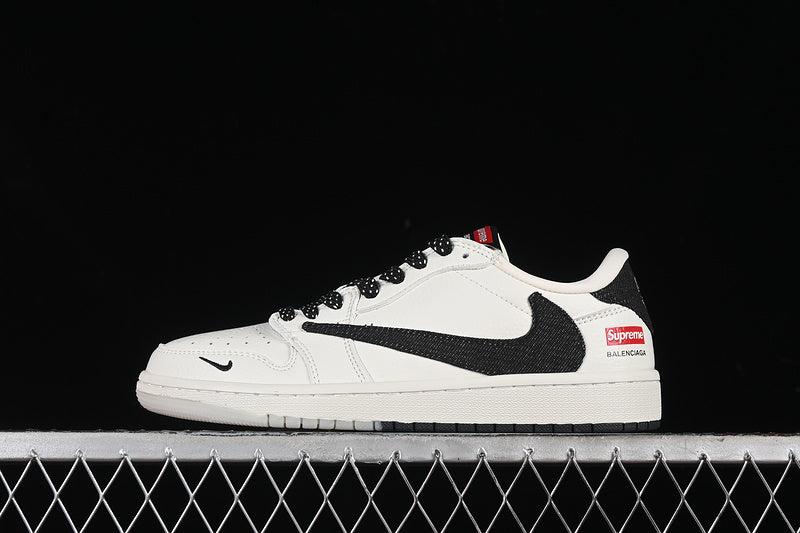 Travis Scott Fragment Design Nike Air Jordan 1 Low OG SP Black White Fashion Sports Shoes
