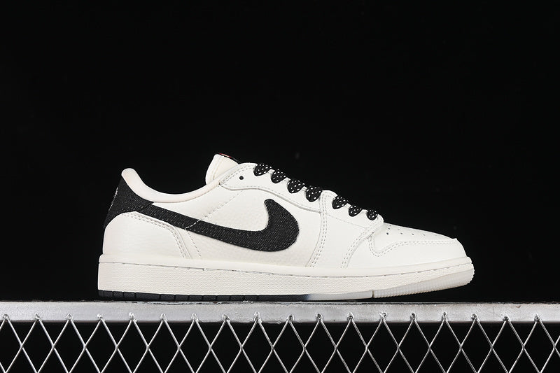 Travis Scott Fragment Design Nike Air Jordan 1 Low OG SP Black White Fashion Sports Shoes