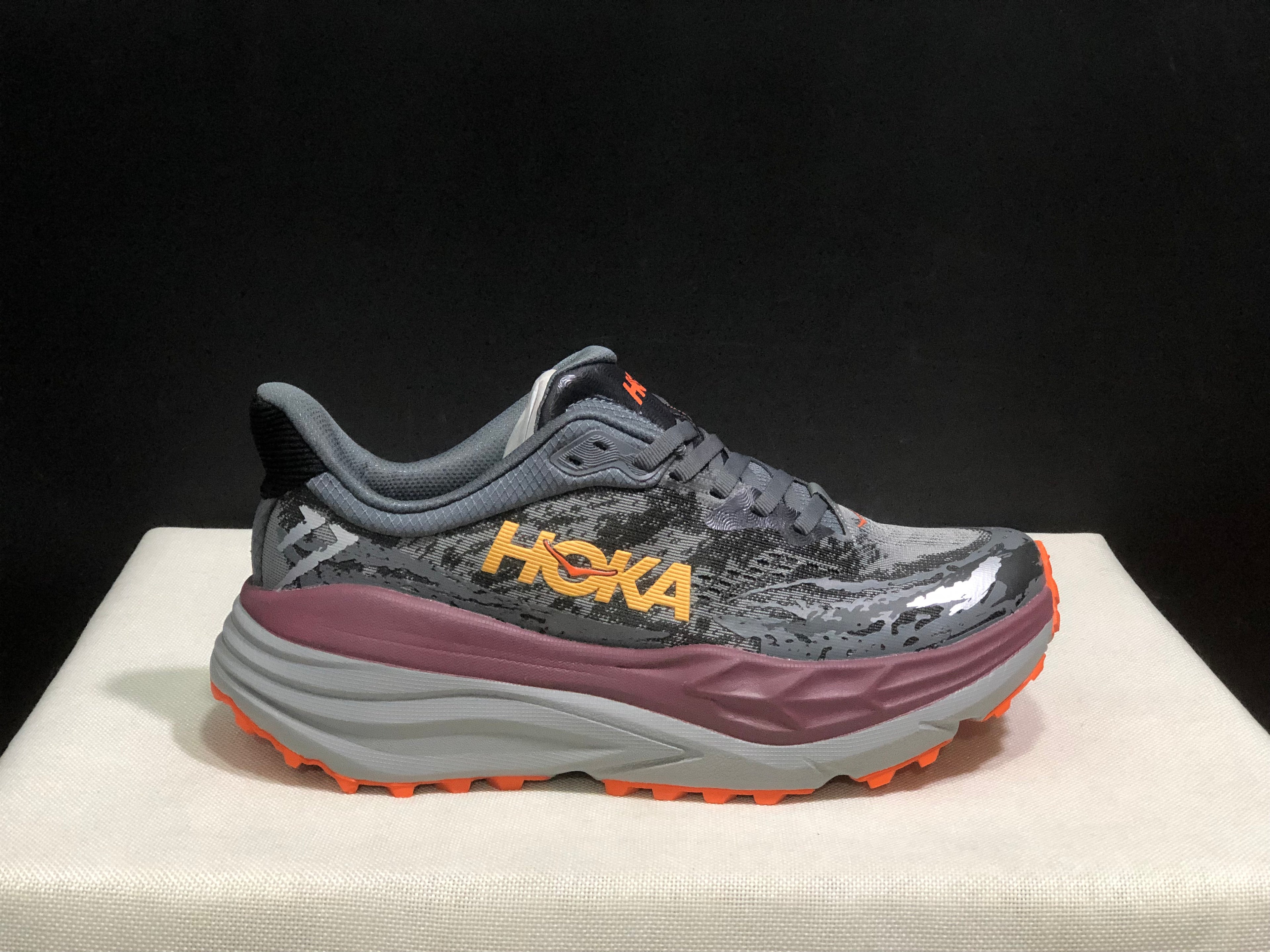 Hoka One One Stinson 7 Comfortable Anti-slip Outdoor Running Shoes Sneakers Gray/Orange