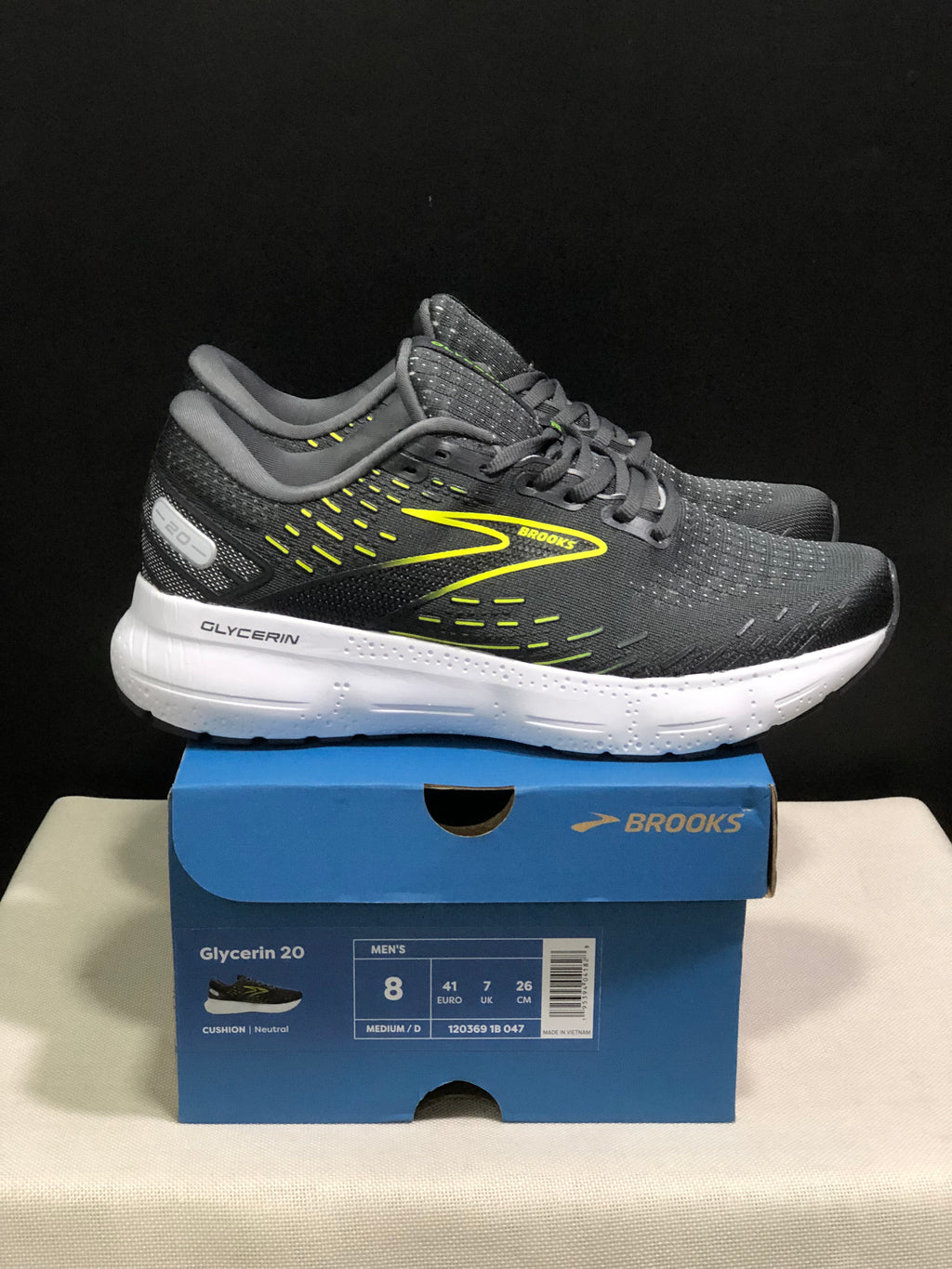 Brooks Glycerin GTS 20 Shock-absorbing Wear-resistant Running Shoes Black/Fluorescent Green