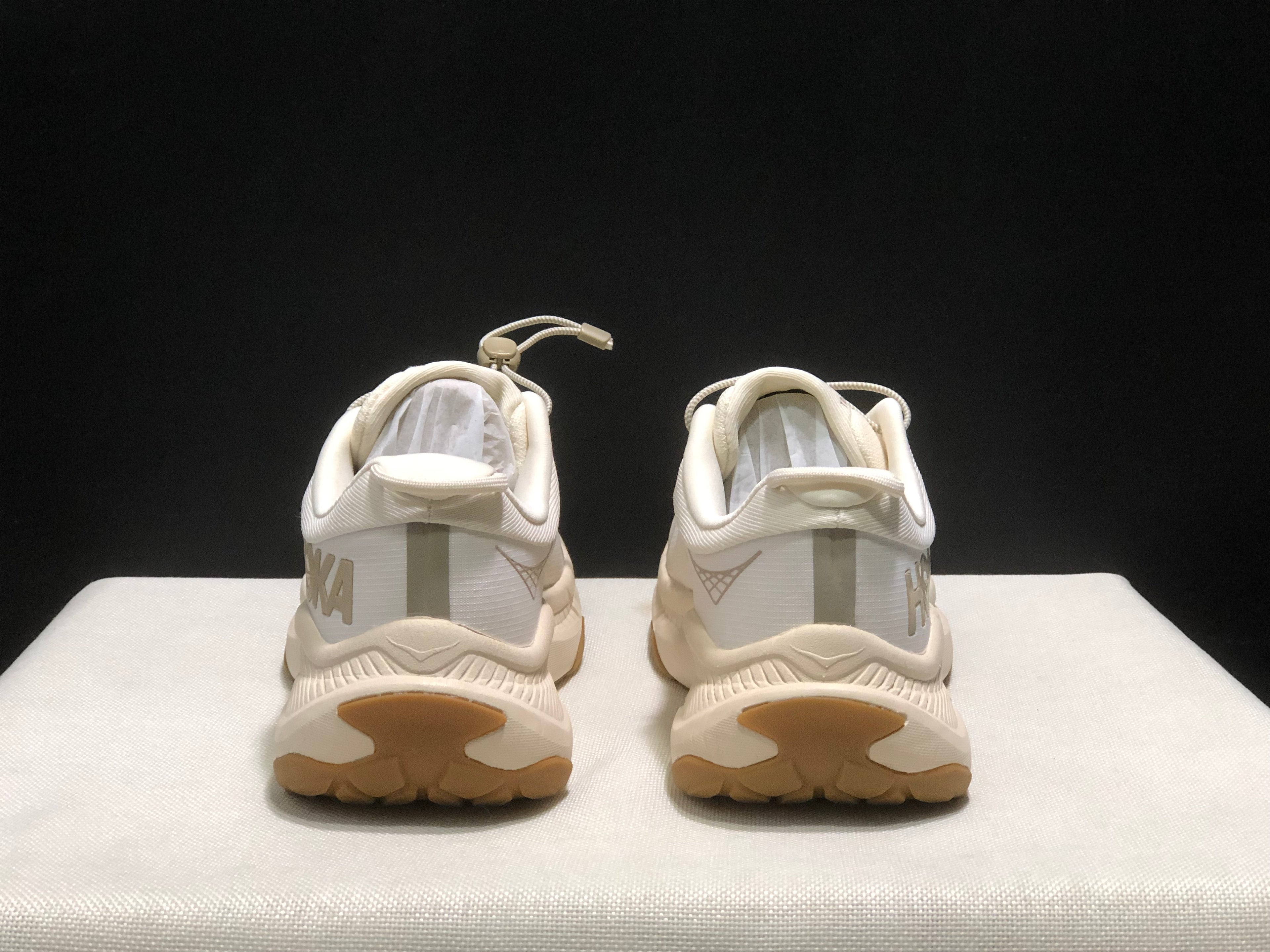 Hoka One One Transport Drawstring Low-top Running Shoes Sneakers Cream