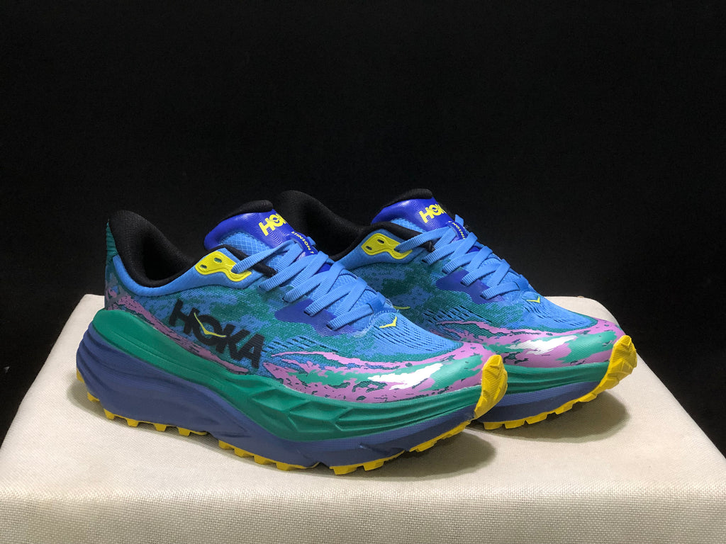 Hoka One One Stinson 7 Comfortable Anti-slip Running Shoes Blue/Camouflage/Green