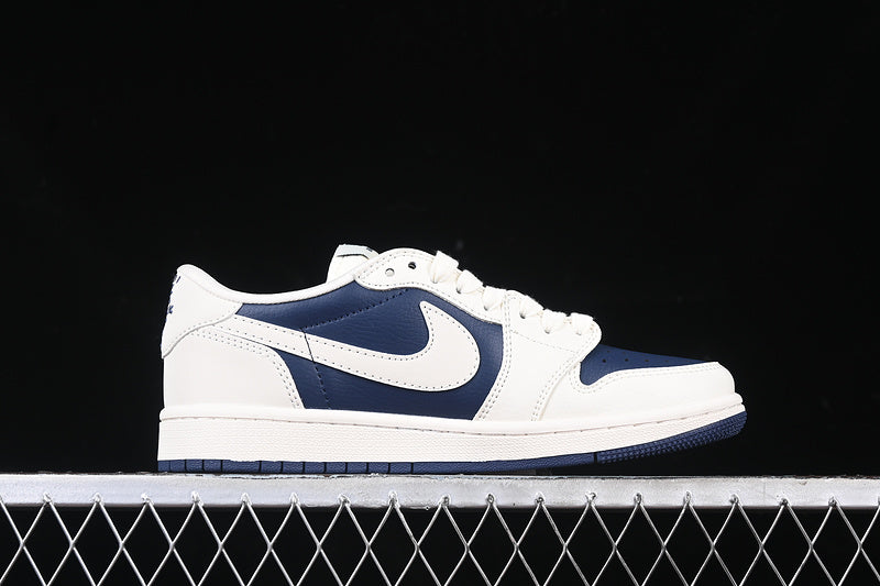 Travis Scott Fragment Design Nike Air Jordan 1 Low Burberry OG SP Blue Sole White Blue Sneakers